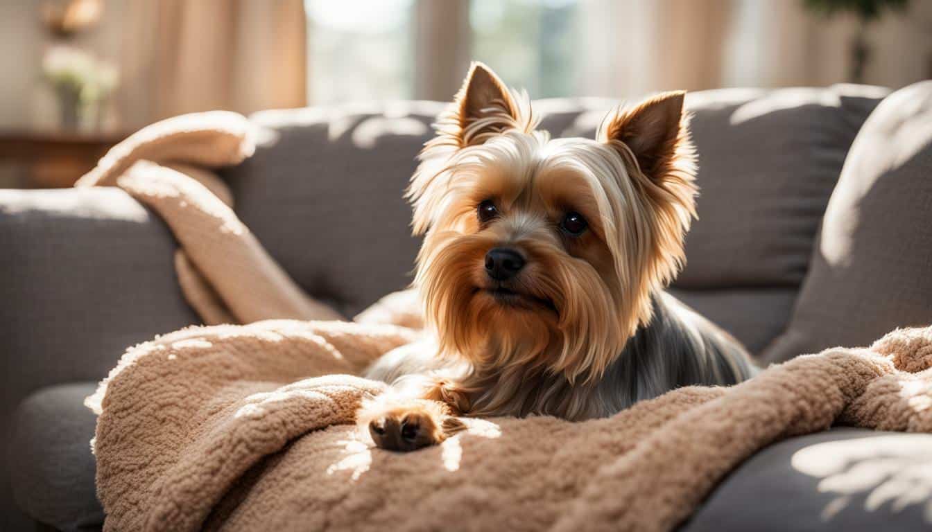 Yorkshire Terrier on a couch